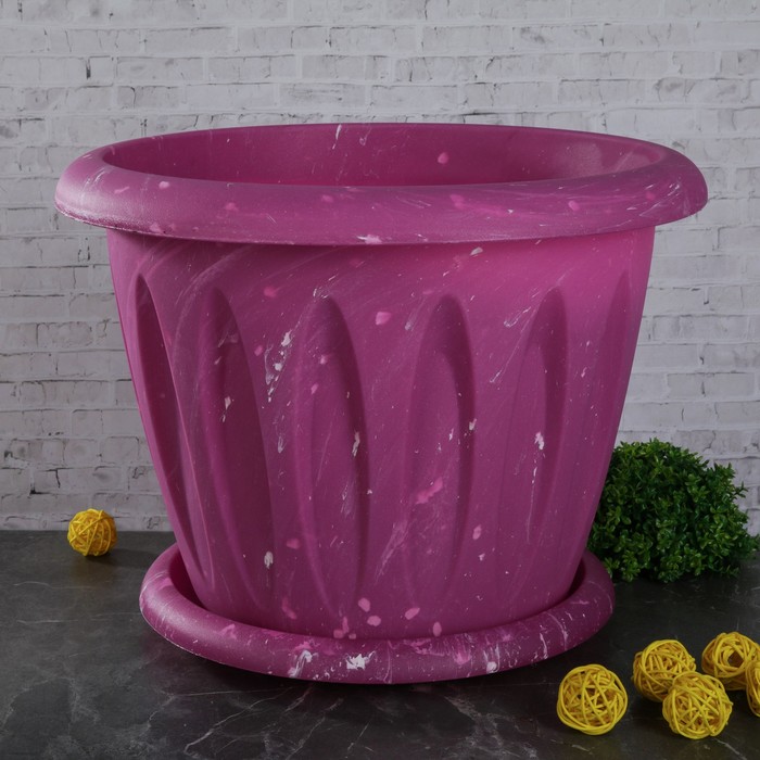 Горшок для растений "Фелиция" Лофт 10,4 л d=32 см с поддоном, цвет МИКС