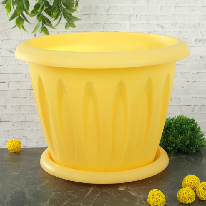 Горшок для растений "Фелиция" Лофт 10,4 л d=32 см с поддоном, цвет МИКС