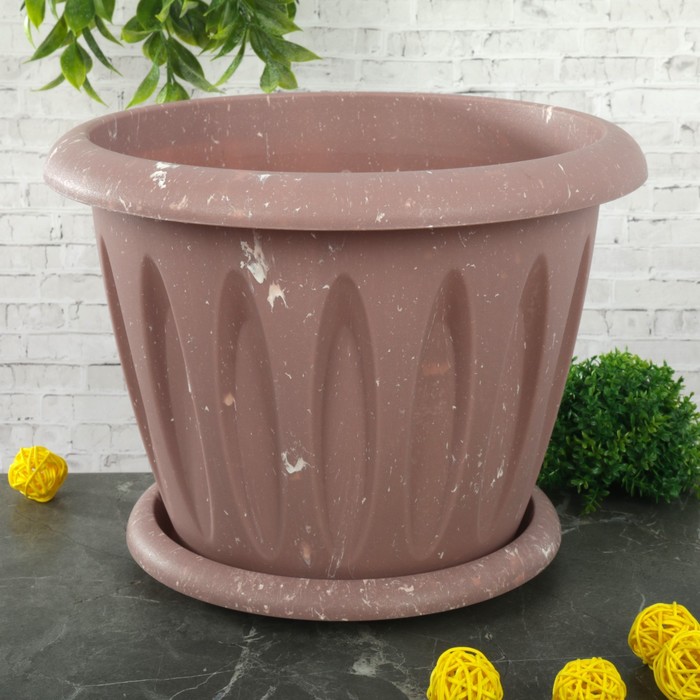 Горшок для растений "Фелиция" Лофт 6,4 л d=27 см с поддоном, цвет МИКС