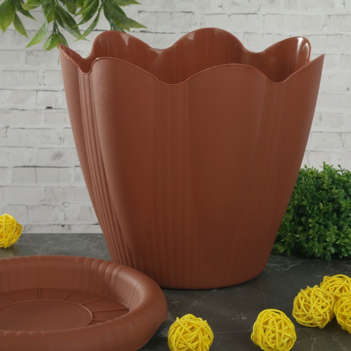 Горшок "Эдельвейс" с поддоном 3 л d=20 см, цвет терракотовый