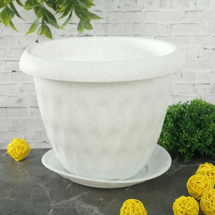 Горшок для растений "Розетта" 2,8 л d=20 см c поддоном, цвет мрамор