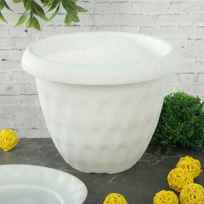 Горшок для растений "Розетта" 2,8 л d=20 см c поддоном, цвет мрамор