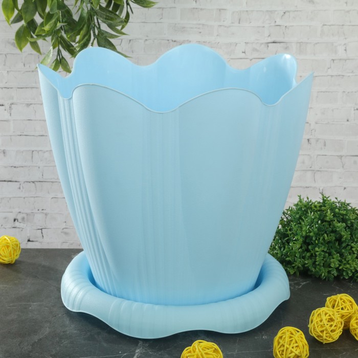 Горшок "Эдельвейс" с поддоном 5,3 л d=24 см, цвет МИКС