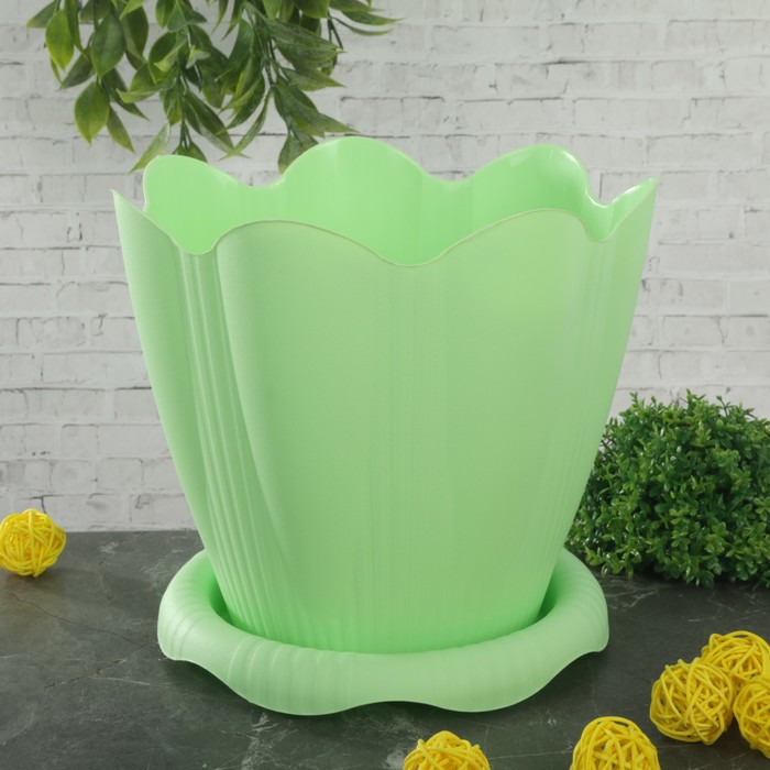 Горшок "Эдельвейс" с поддоном 3 л d=20 см, цвет МИКС