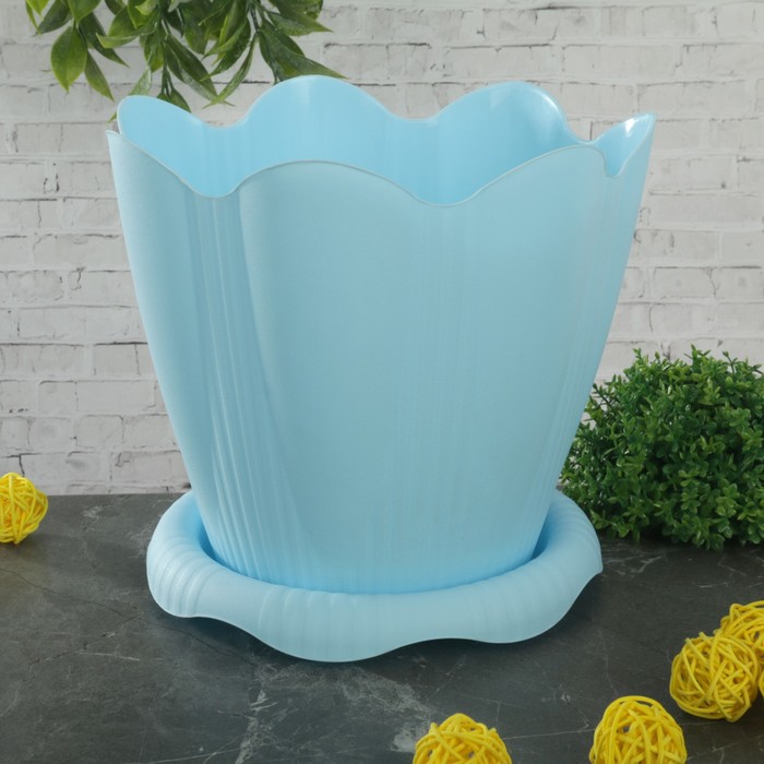 Горшок "Эдельвейс" с поддоном 3 л d=20 см, цвет МИКС