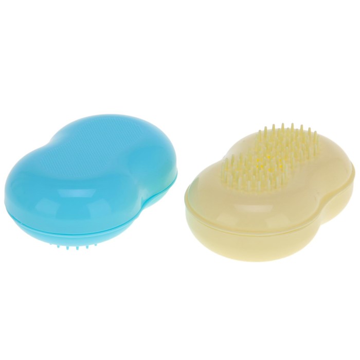 Мыльница закрытая "Вояж" со щеткой, цвет МИКС