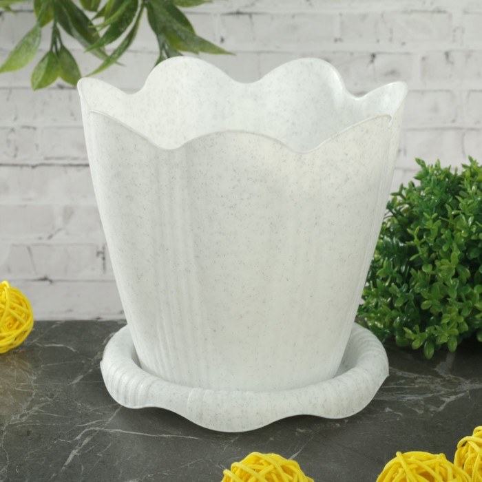 Горшок "Эдельвейс" с поддоном 0,65 л D=12 см, цвет мрамор