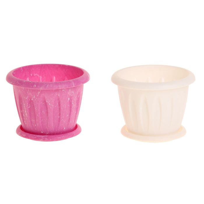 Горшок для растений "Фелиция" Лофт 0,9 л d=14 см с поддоном, цвет МИКС