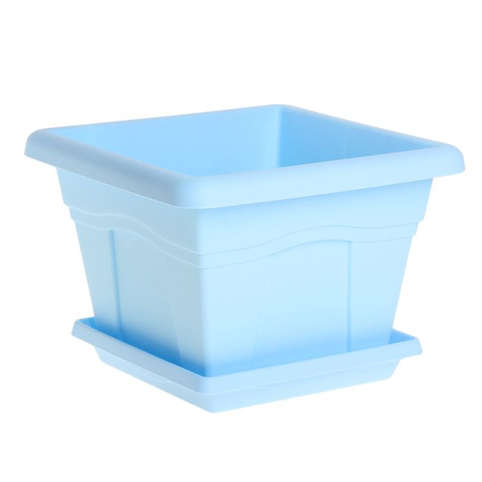 Горшок "Квадро" с поддоном 12,2 л 32х32 см, цвет голубой