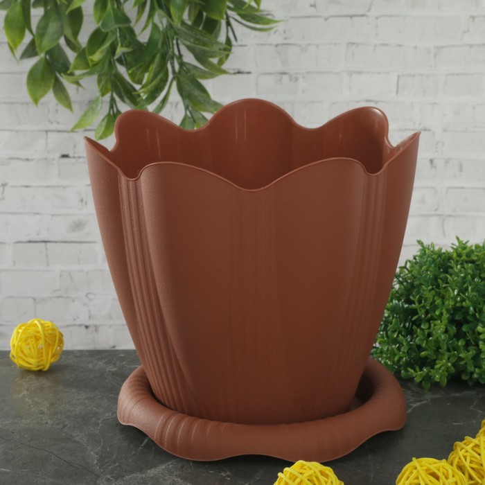Горшок "Эдельвейс" с поддоном 1,5 л d=16 см, цвет терракотовый