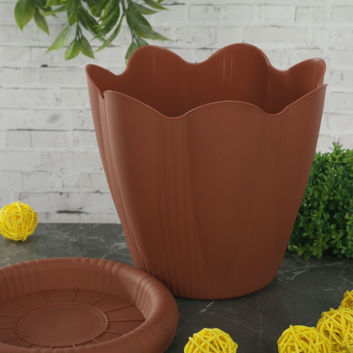 Горшок "Эдельвейс" с поддоном 1,5 л d=16 см, цвет терракотовый