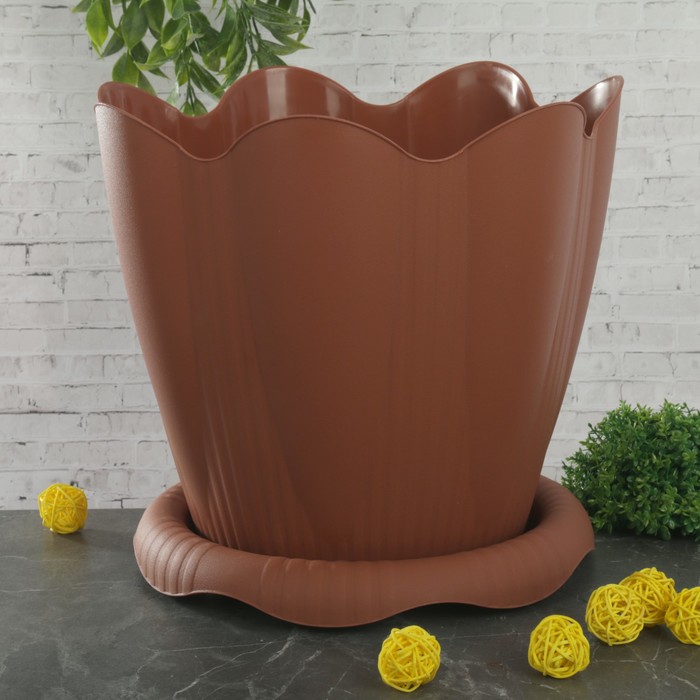 Горшок "Эдельвейс" с поддоном 9,5 л d=29 см, цвет терракотовый