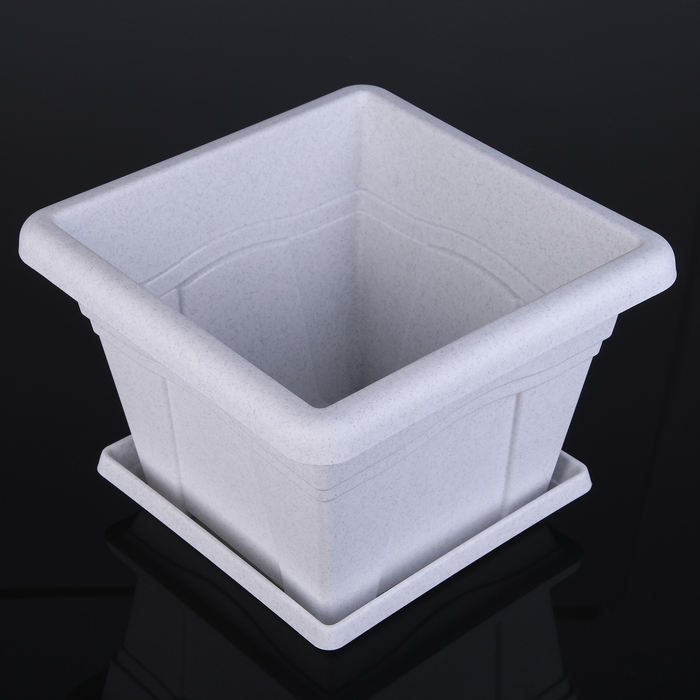 Горшок "Квадро" с поддоном 8,1 л 28х28 см, цвет мрамор