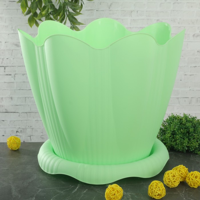 Горшок "Эдельвейс" с поддоном 9,5 л d=29 см, цвет МИКС