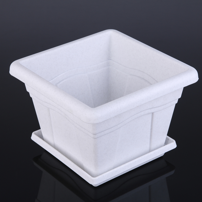 Горшок "Квадро" с поддоном 5,1 л 24х24 см, цвет мрамор