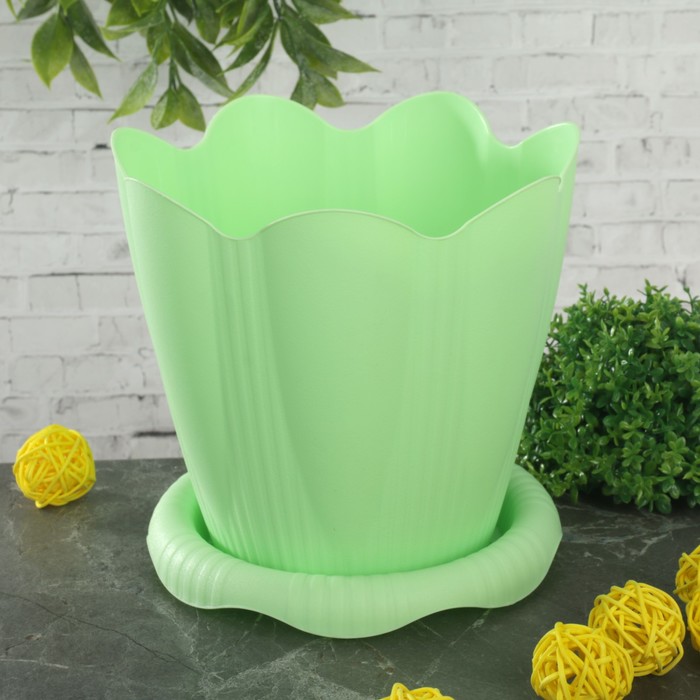 Горшок "Эдельвейс" с поддоном 1,5 л d=16 см, цвет МИКС