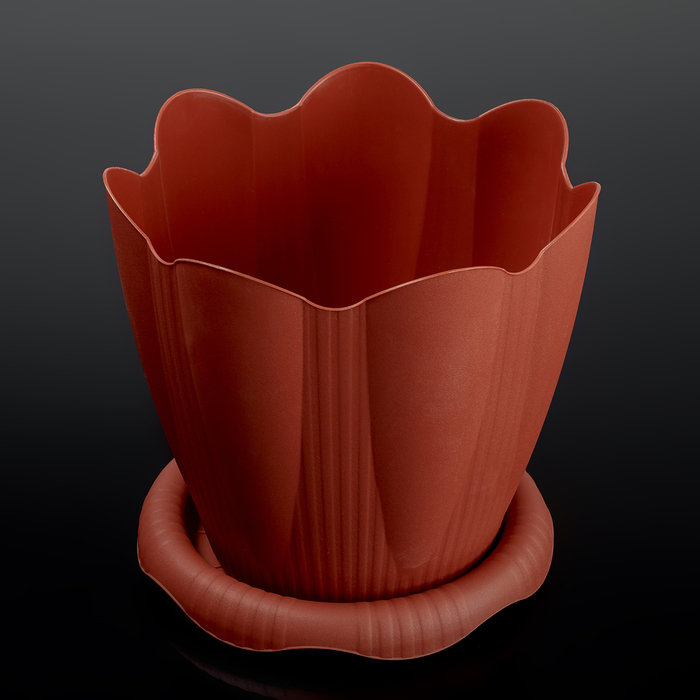 Горшок "Эдельвейс" с поддоном 5,3 л d=24 см, цвет терракотовый