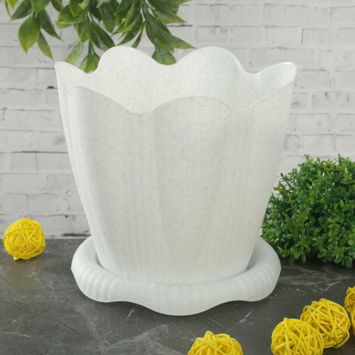 Горшок "Эдельвейс" с поддоном 1,5 л d=16 см, цвет мрамор