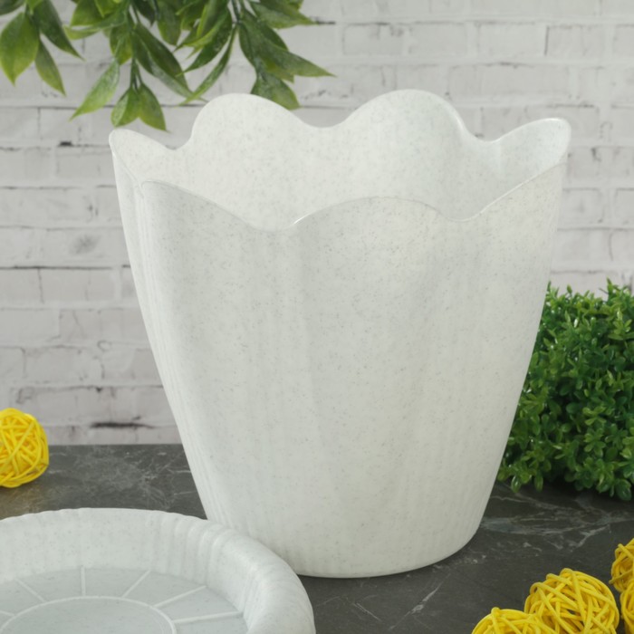 Горшок "Эдельвейс" с поддоном 1,5 л d=16 см, цвет мрамор