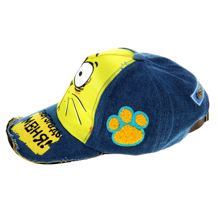 Кепка джинсовая "Погладь меня" с вышивкой