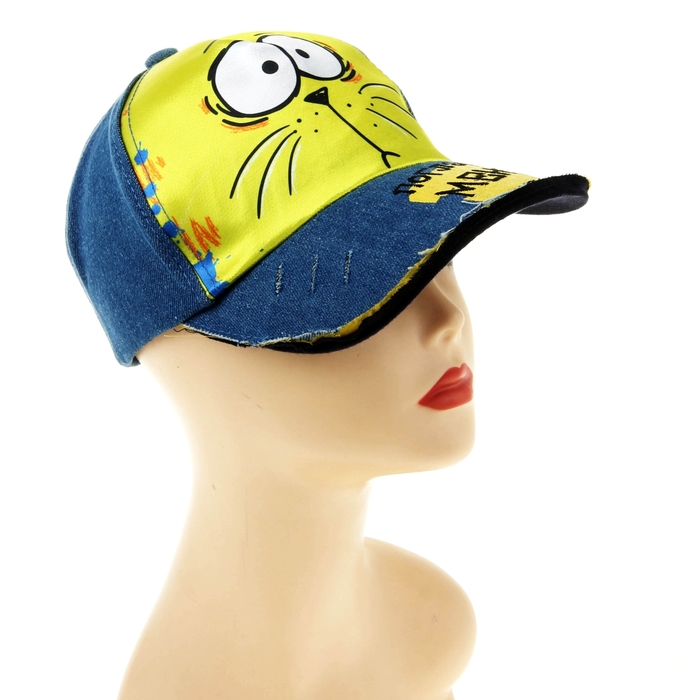 Кепка джинсовая "Погладь меня" с вышивкой