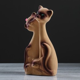 

Копилка "Кот Семья", покрытие флок, бежевая, 27 см