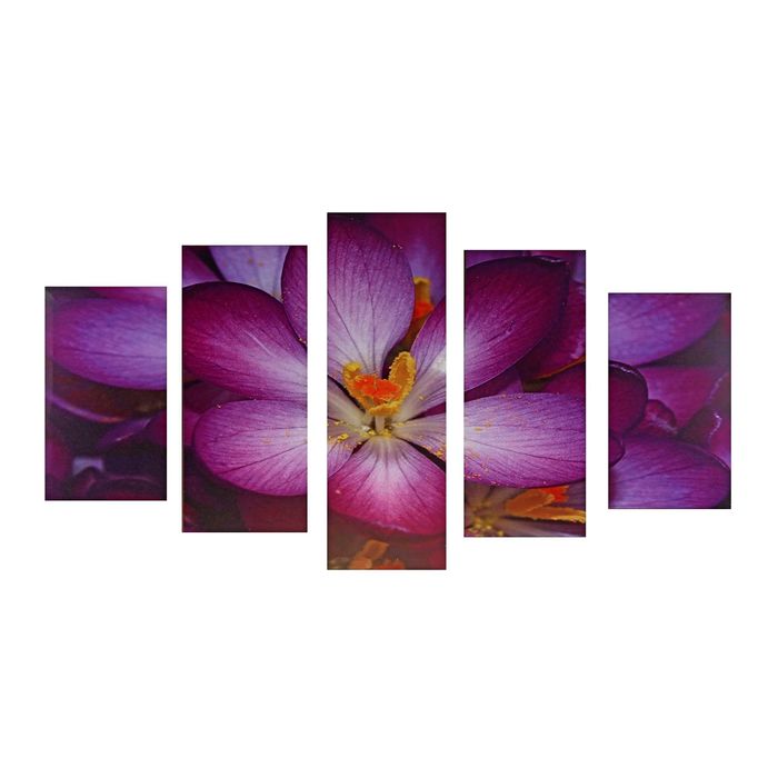 Модульная картина на подрамнике "Сиреневое чудо", 2 — 43×25, 2 — 58×25, 1 — 72×25 см, 75×135 см