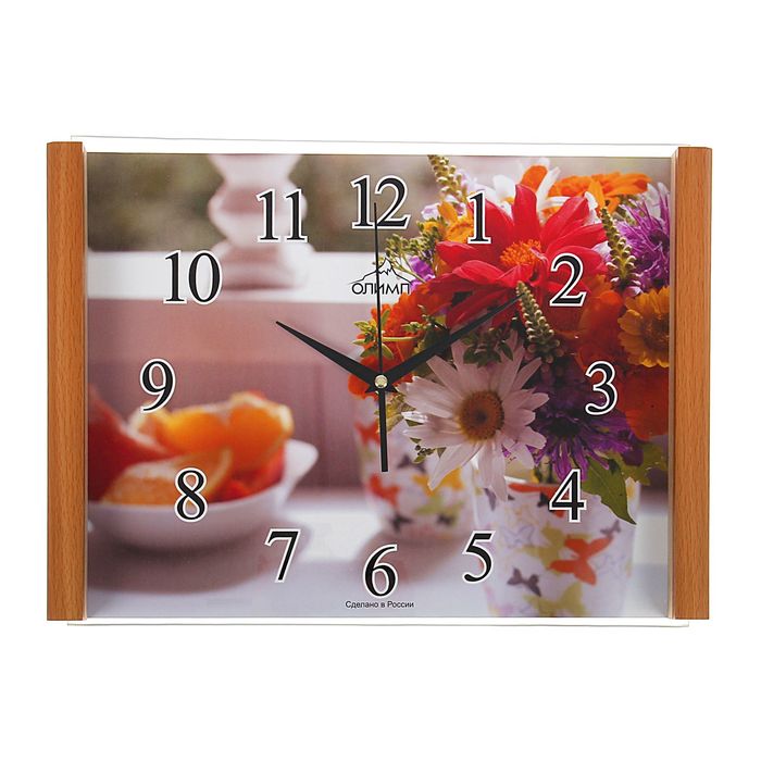 Часы настенные прямоугольные "Ваза с цветами", 28,5х35 см
