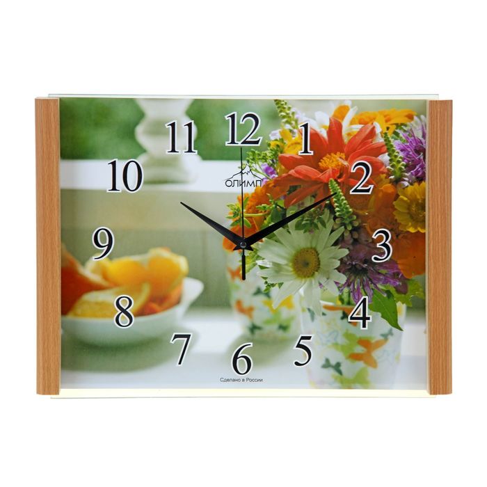 Часы настенные прямоугольные "Ваза с цветами", 28,5х35 см
