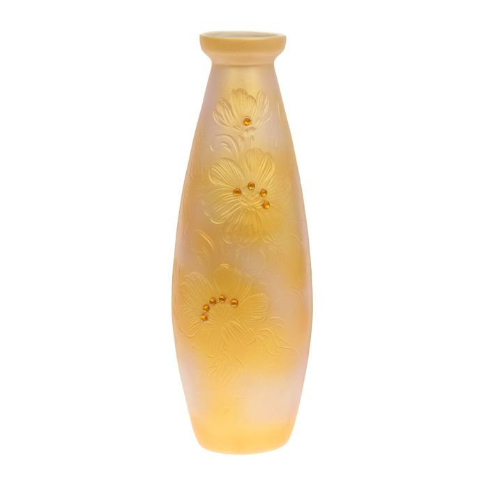 Ваза напольная "Юность" шёлкография, стразы, жёлтая