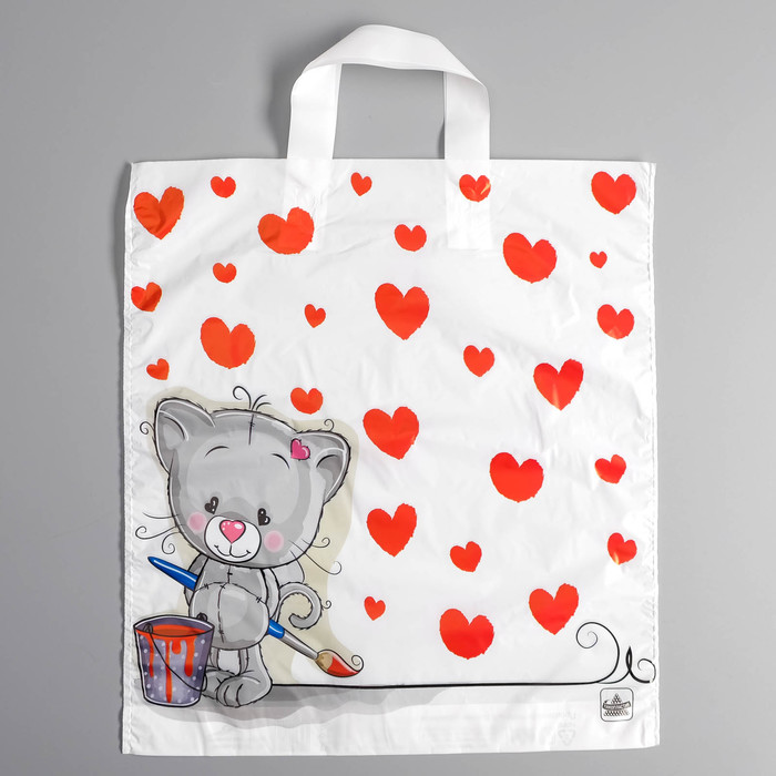 Пакет "Мой котенок", полиэтиленовый с петлевой ручкой, 40х36 см, 37 мкм