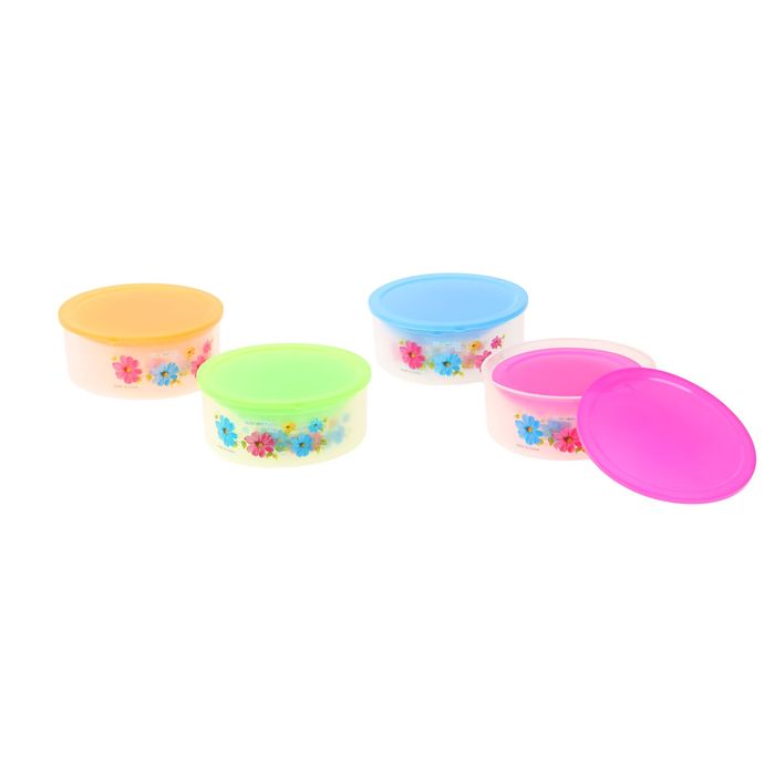 Набор пищевых контейнеров с крышками "Свежесть", 5 шт: 10х4 см, 11х4 см, 13х5 см, 15х6 см, 18х7 см, цвет МИКС