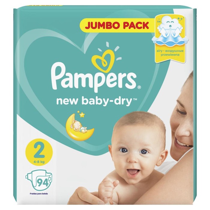 

Подгузники Pampers New Baby-dry Mini (4-8 кг), 94 шт