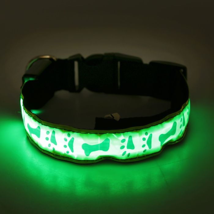 Ошейник с подсветкой, размер L 40-45 х 2,5 см, 3 режима свечения, желтый