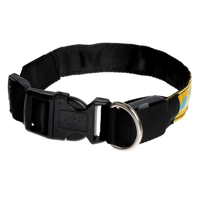 Ошейник с подсветкой, размер M 35-40 х 2,5 см, 3 режима свечения, желтый