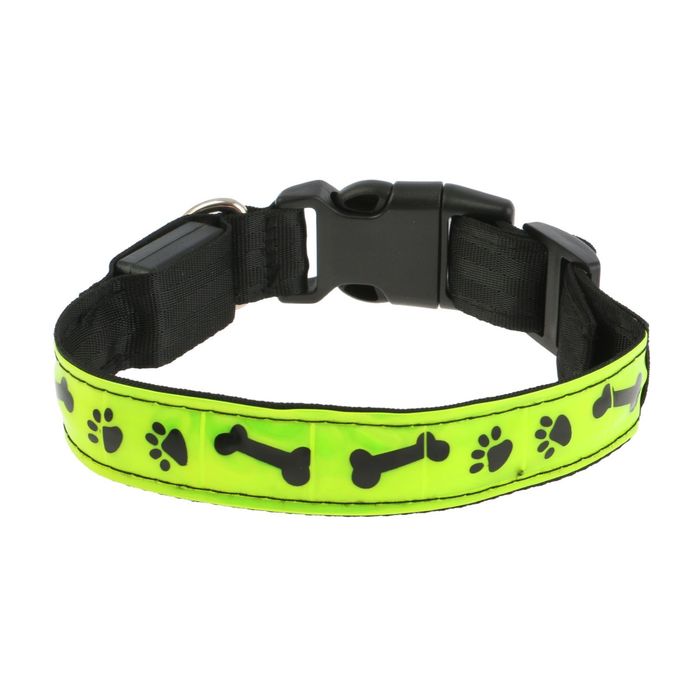 Ошейник с подсветкой, размер M 35-40 х 2,5 см, 3 режима свечения, желтый