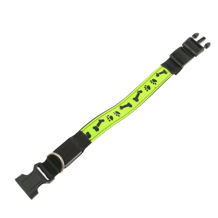 Ошейник с подсветкой, размер M 35-40 х 2,5 см, 3 режима свечения, желтый