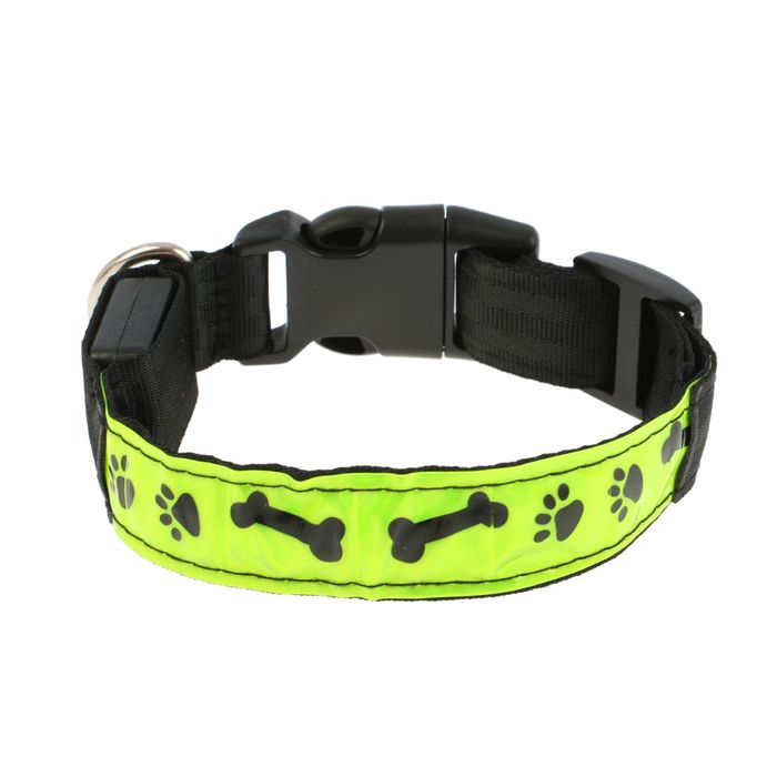 Ошейник с подсветкой, размер S 30-35 х 2,5 см, 3 режима свечения, желтый