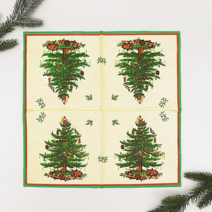 фото Салфетки бумажные «ёлочка с подарками», набор 20 шт. страна карнавалия