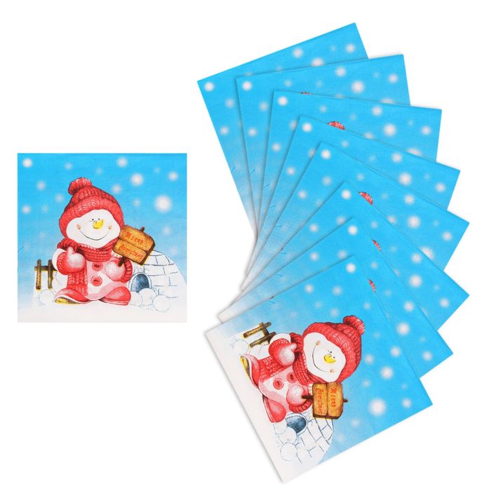 Салфетки бумажные "Снеговичок" (набор 20 шт)