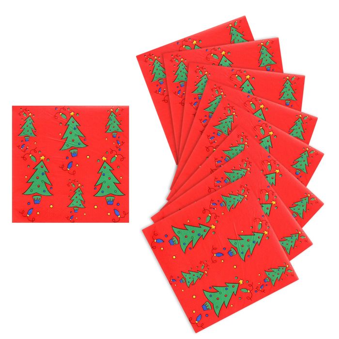 Салфетки бумажные "Ёлочки с серпантином", набор 20 шт.