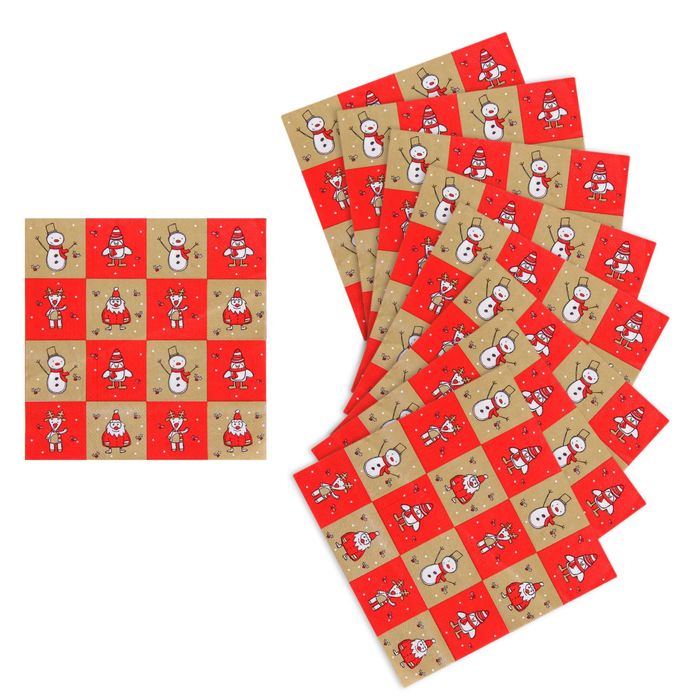 Салфетки бумажные "Новогодние шахматы" (набор 20 шт)