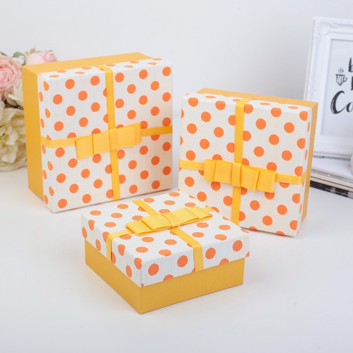 Набор коробок 3в1 "Простой горох", оранжевый, 17 х 17 х 9 - 13 х 13 х 6 см