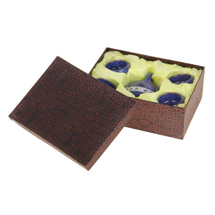 Набор для чайной церемонии "Искушение", 5 предметов: чайник 150 мл, чашка 50 мл, цвет синий