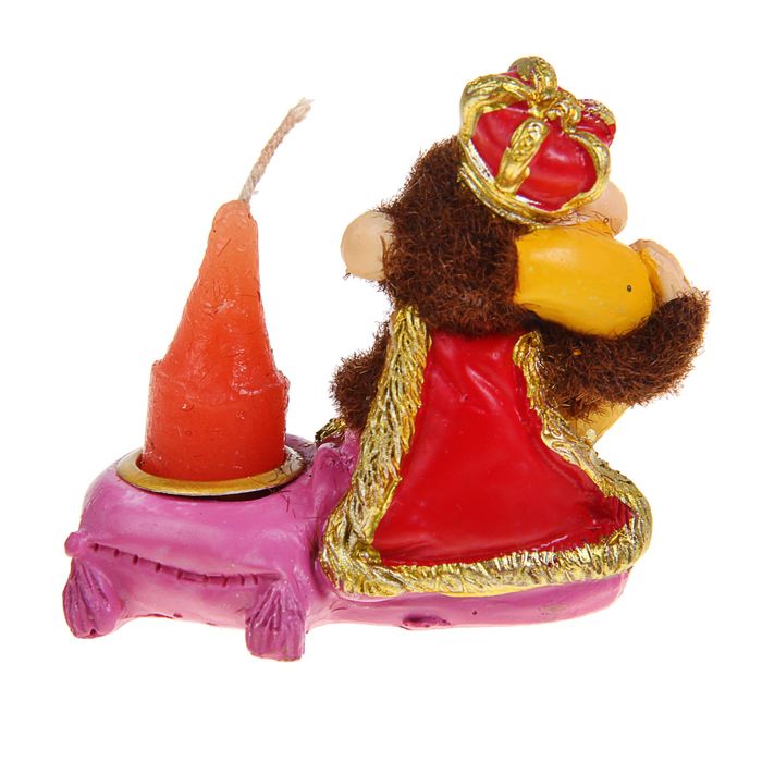 Сувенир "Обезьянка монарх со свечкой" бархатистый, МИКС
