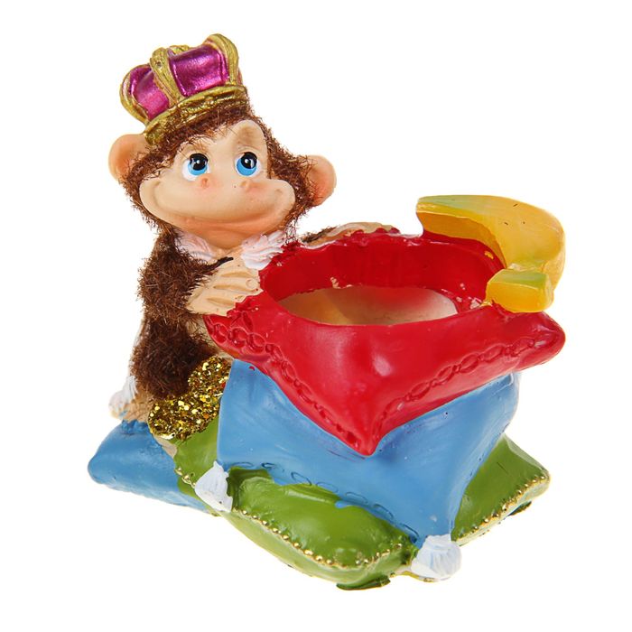 Сувенир "Карандашница обезьянка монарх с подушками" бархатистый, МИКС