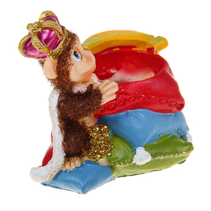 Сувенир "Карандашница обезьянка монарх с подушками" бархатистый, МИКС