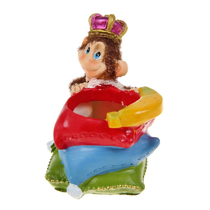 Сувенир "Карандашница обезьянка монарх с подушками" бархатистый, МИКС