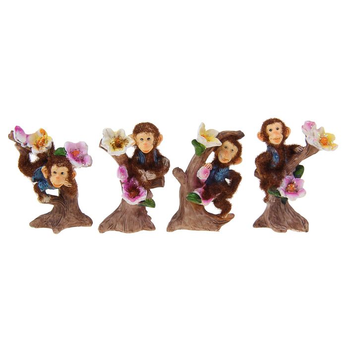 Сувенир "Обезьянка на дереве" бархатистый, МИКС