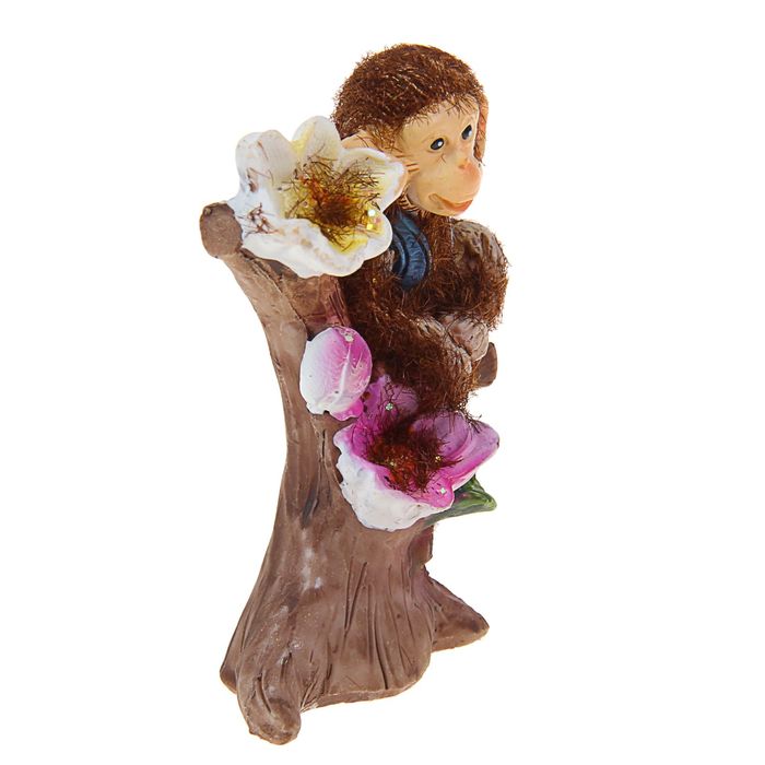 Сувенир "Обезьянка на дереве" бархатистый, МИКС